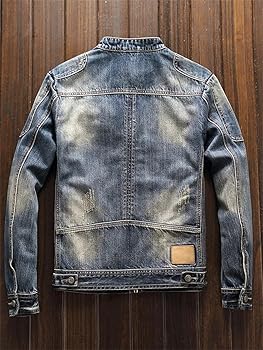 Generic Vintage Men's Motorcycle Ripped Blue Denim